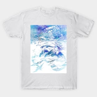 Sirens And Dolphins In Blue T-Shirt